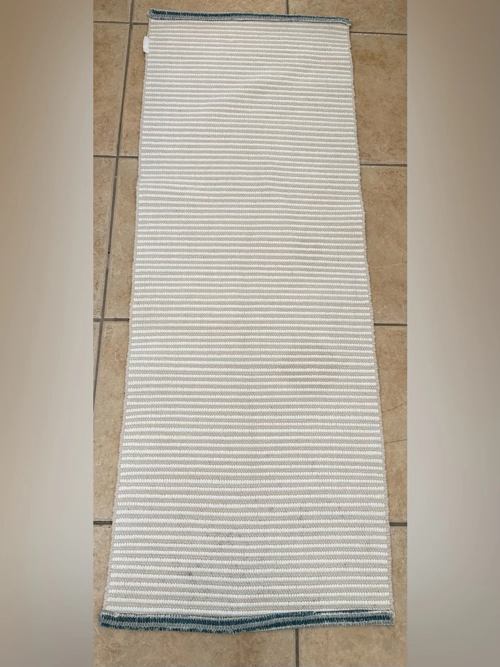 Anthropologie Norse Woven Bath Mat Runner Blue Teal Boho 58 x 21